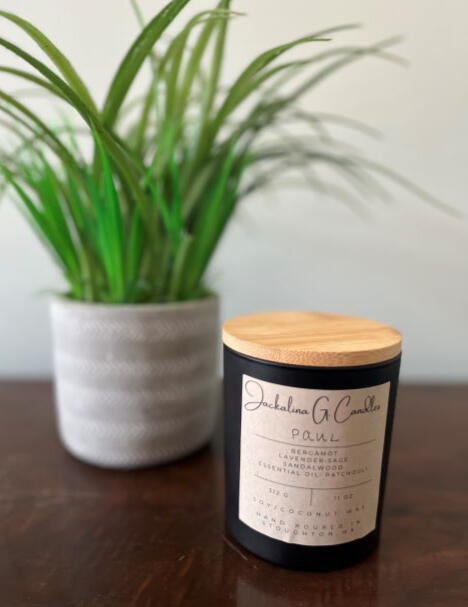 Image is of a candle labeled Paul